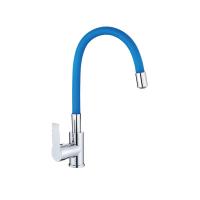 Смеситель для кухни, гибкий силиконовый излив, латунь VALFEX Estreya Chrome Blue (10)